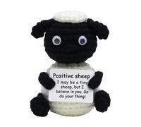 2 Pcs Positive Crochet Sheep 6x6x9.5cm Adorable Positive Crochet Animals, Handmade Soft Knitted Toy, Cute Table Centerpieces For Living Room Bedroom Office Desk Bookshelves Window Christmas Birthday F