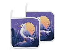 2 PCS Pot Holders Sets Heat Resistant Coastal Painter Potholders Non-Slip Kitchen Pot Holder with Soft Cotton Lining, Oven Hot Pads Mats, Trivet for Kitchen Cooking Baking BBQ