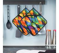 2 Pcs Pot Holders with Pocket Kitchen Pot Holder Set Heat Resistant Potholder Non Slip Oven Mitts Washable Hot Pads Rainbow Fish Scale Oven Gloves for Baking Cooking Gift 8 x 8 Inch