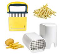 2 PCS Potato Chip Cutter, 2 in 1 Crinkle Chip Cutter&Potato Chipper,Food Grade Stainless Steels French Fry Cutter,Potato Chopper for Vegetable Fruit Slicer Kitchen Tools