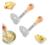2 Pcs Potato Masher Creative Stainless Steel Avocado Masher with Ergonomic Wooden-Handled for Kitchen Tool