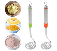 2 PCS Potato Mashers with Long Handle,Stainless Steel Potato Masher,Cooking Utensils Masher, Mini Potato Masher for Non-Stick Cookware，Potato Mashers and Ricers