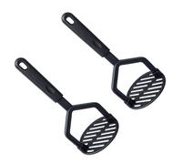 2 Pcs Potatoes Masher, Potato Mashers with Non Slip Handle, Mash Potato Masheres for Non Stick Pans,Black Potatoe Masher Large Round Press Plate for Cooking Use