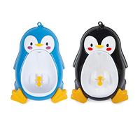 2 Pcs Potty Toilet Training Penguin Children Stand Vertical Urinal Pee Infant Toddler Wall-Mounted Blue & Black