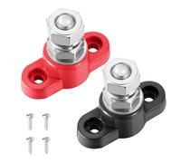 2 PCS Power Distribution Block Bus Bar 12v 200a Battery Wire Terminal Block M8 Battery Distribution Block Post Positive&Negative Busbar for Auto Car Marine Boat, Red & Black Set (Single M10)