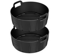 2 Pcs Premium Silicone Liners for Ninja 3.8L AF100UK & AF160UK | 21cm wide & 9cm High | Design to fit AF100UK, AF160UK & Other 3.8L+ Circular Air Fryers | 2.5mm Thick