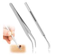 2 Pcs Premium Tick Remover Tools for Dogs, Professional Stainless Steel Tick Remover Complete Tool Kit Including Removal Tweezers Sharp Rake Iron Storage Box for Humans Cats Dogs Pets