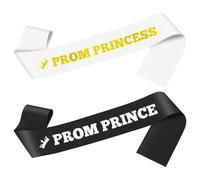 2 Pcs Prince and Princess Prom Sashes Graduation Prom King and Queen Sash Costume Accessories for Party Favors School Graduation Party Accessories Sashes for Women Men