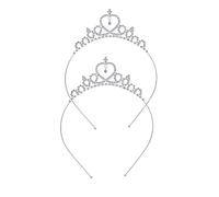 2 Pcs Princess Crown Tiara Rhinestone Crystal Crowns Bride & Queen Hair Accessories for Women & Girls