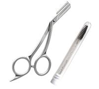 2 Pcs Professional Brow Scissors and Eyebrow Brush, Precision Stainless Steel Trimmer, Compact Eyebrow Kit for Women, Includes Eyelash Brush for Grooming, Styling and Shaping Facial Hair