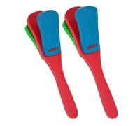 2 Pcs Professional Castanets, Single Set with Handle，Wooden Castanet Clapper Educational Musical Percussion 8 inch (Blue +Red + Green)
