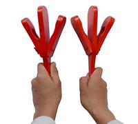 2 Pcs Professional Castanets, Single Set with Handle，Wooden Castanet Clapper Educational Musical Percussion (Red)