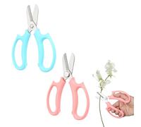 2 PCS Professional Flower Scissors Small Garden Shears Pruning Snips Suitable for Precision Gardening (Pink, Blue)