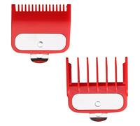 2 PCS Professional Hair Clipper Guide Comb Protector with Metal Clip, with 2 Cutting Lengths of 0.3cm and 0.5cm, Compatible with Most Wahl Clippers (2PCS RED)