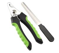 2 Pcs Professional pet and Dog Nail Clipper Cutting Machine with Nail File, Stainless Steel Beauty Scissors Set(Black-Green,16cm Set)