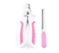 2 Pcs Professional pet and Dog Nail Clipper Cutting Machine with Nail File, Stainless Steel Beauty Scissors Set(Pink-White,12cm Set)