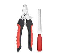 2 Pcs Professional pet and Dog Nail Clipper Cutting Machine with Nail File, Stainless Steel Beauty Scissors Set(Black-Red,16cm Set)
