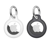 2 Pcs Protective Case for AirTag, Apple Airtag Keyring, Thick Silicone AirTag Keyring Case Compatible with Apple Airtag for Wallet, Dog Collar, Luggage, Keys (Black & White)