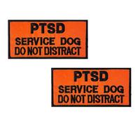 2 PCS PTSD Service Dog Do Not Distract Patch Embroidered Tactical Applique Badge Hook and Loop Emblem Patch for Medium/Large Dogs Harness Vest Clothes Working Training Dogs Guide Dog (Orange)