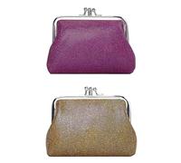 2 Pcs PU Double Pockets Kiss Lock Coin Purses Vintage Clasp Wallets Small Coin Wallets with Clasp for Card, Coin, Key, Lipstick, Gold+red (YZ-SH037004)