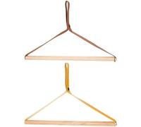 2 Pcs Pu Leather Clothes Hanger Wood Clothes Drying Rack Wooden Suit Hanger Lightweight Camping Towel Rack for Outdoor Hiking Travel