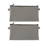 2 Pcs PU Leather Money Bags Waterproof Cash Pouches Zippered Bank Deposit Bag Bills Receipts Storage Pouch Coin Check Wallet Money Holder Cosmetics Organizer Bags, Dark Grey, 28 x 15.5 cm