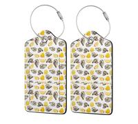 2 Pcs PU Leather Travel Cruise Luggage Tag with Privacy Flap, Tag Label Travel Suitcase Identifier ID Tags Oysters and Tangerines