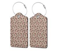 2 Pcs PU Leather Travel Cruise Luggage Tag with Privacy Flap, Tag Label Travel Suitcase Identifier ID Tags Irish Setter Floral Flowers Pet Dog Cream