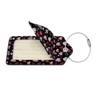 2 Pcs PU Leather Travel Cruise Luggage Tag with Privacy Flap, Tag Label Travel Suitcase Identifier ID Tags Hearts Pink and Red Hearts