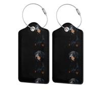 2 Pcs PU Leather Travel Cruise Luggage Tag with Privacy Flap, Tag Label Travel Suitcase Identifier ID Tags Doberman Pinscher Pets Dogs Black Dogs Doberman