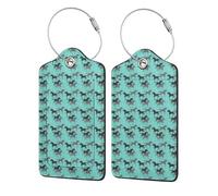 2 Pcs PU Leather Travel Cruise Luggage Tag with Privacy Flap, Tag Label Travel Suitcase Identifier ID Tags Wild Horses