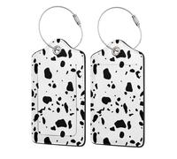 2 Pcs PU Leather Travel Cruise Luggage Tag with Privacy Flap, Tag Label Travel Suitcase Identifier ID Tags Cow Skin Dalmatians Dog Spots Animal Animals Dalmatian