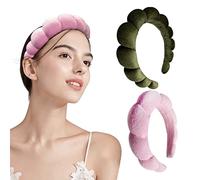 2 PCS Puffy Headband, Soft Sponge Spa Headband for Women, Suitable for skin care, face washing, shower, yoga, fitness. Terry Towel Cloth Fabric Headband.