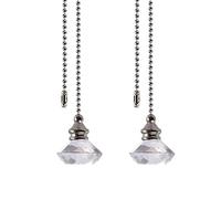 2 Pcs Pull Chain Extension, 50cm Length Crystal Ceiling Light Pull Cord, Decorative Pendant Light Pull Chain for Ceiling Light Fan Blinds (Transparent)