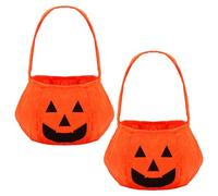 2 PCS Pumpkin Halloween Candy Bags,Halloween Pumpkin Candy Basket Candy Bucket for Trick or Treat,Orange Handbag Tote bag for Halloween Party Favors
