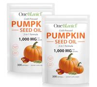 2 PCS Pumpkin Seed Oil Capsules 1000mg Per Serving - 300 Softgels for Hair & Urinary Support - 2-in-1 Formula, Rich in Zinc & Omega Fatty Acids - Easy-to-Swallow