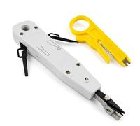 2 pcs Punch Down Tool,Ethernet Krone Tool for RJ45 Socket Cat5/Cat6/Cat7 & Telephone Cable,Impact IDC Terminal Tool with Wire Stripper Combo,White