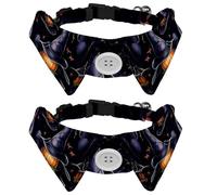 2 Pcs Puppy Collar, Halloween Witch Hat Holiday Dog Bow Ties, Adjustable Cat Collar with Bowties for Small Medium Dogs Cats Pets Rabbits