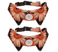 2 PCS Puppy Collar, Pink Gerbera on a Wooden Background Holiday Dog Bow Ties, Adjustable Cat Bowties Collar for Small Medium Dogs Cats Pets Rabbits