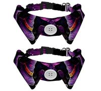 2 PCS Puppy Collar with Bowtie, Halloween Witch Hat Adjustable Pet Bow Tie, Dog Bow Tie Collar for Cats Dogs, Comfortable, Soft, Suit Neck 11.2-12.2 IN