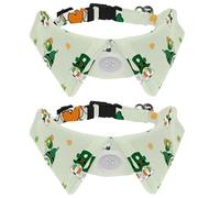 2 PCS Puppy Collar with Bowtie, Happy St Patrick Lucky Green Clover Small Dog Collar Shirt Design, Adjustable Bow Tie for Small Boy and Girl Dog Cats Pets