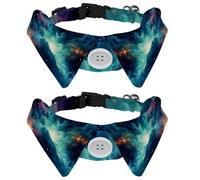 2 PCS Puppy Collars, Galaxy Universe Planet Velvet Dog Bow tie Collar, Adjustable Formal Pet Tuxedo Bowties for Boy Girls Dogs Cats