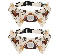 2 Pcs Puppy Collars, Retro Wild Western Cowgirls Women Rodeo Cat Bow Tie with Buckle for Small Medium Dogs, Collared Shirts for Pet Bowties, Neck 11.2-12.2 in