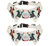 2 PCS Puppy Collars, Wild Western Women Cowgirls with Horse Rodeo Pattern Velvet Dog Bow tie Collar, Adjustable Formal Pet Tuxedo Bowties for Boy Girls Dogs Cats