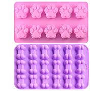 2 PCS Puppy Dog Paw and Bone Silicone Molds, Non-Stick Food Grade Silicone Molds for Chocolate, Candy, Jelly, Ice Cube, Dog Treats