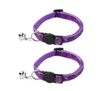 2 Pcs Purple Cat Collars with Bells, Breakaway Kitten Collar, Sparkle Adjustable Safety Kitten Collars, Cat Collar Accessories for Small Medium Dogs and Cats