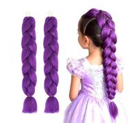 2 Pcs Purple Hair Extensions for Braiding,24 inch Pre Stretched Braiding Hair Crochet Twist Braids Easy Clip for Cosplay Halloween Costume Stage Party