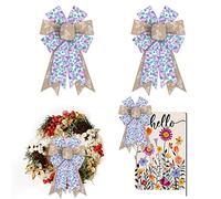 2 PCS Purple Lavender Spring Bows for Wreath, Spring Vintage Butterfly Wreath Bows Idyllic Romantic Floral Bows for Front Door, Farmhouse Ornament Burple Tree Bows for Holiday Indoor Outdoor Decor