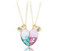 2 Pcs Puzzle Heart Shape Best Friend Necklace,BFF Necklace for 2,Matching Friendship Necklace Alloy Pendant Jewellery Gift For Girls Women Graduation Birthday Christmas Valentines Gifts
