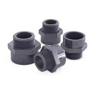 2 Pcs PVC External Thread Fittings, Bidirectional SCH40 Connection Adapter, Suitable for Fish Tanks, Household Drainage, and Pools 20/25/32/40/50mm- Dark Gray(25mm)
